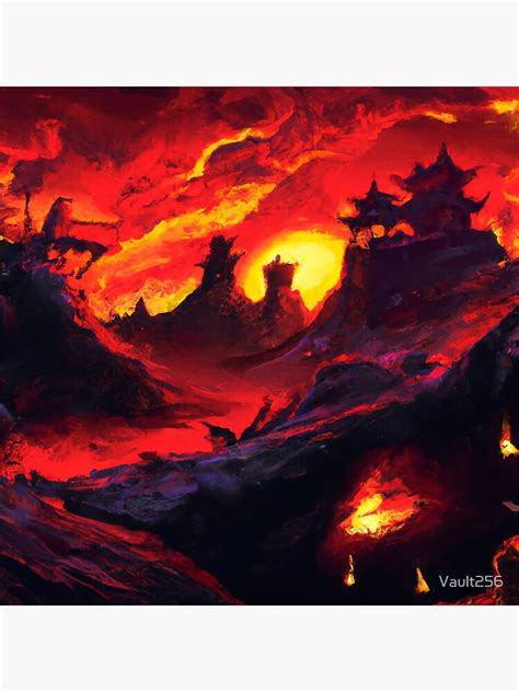 "Hellscape - Fiery Hell Landscape - AI Generated Art" Poster for Sale ...