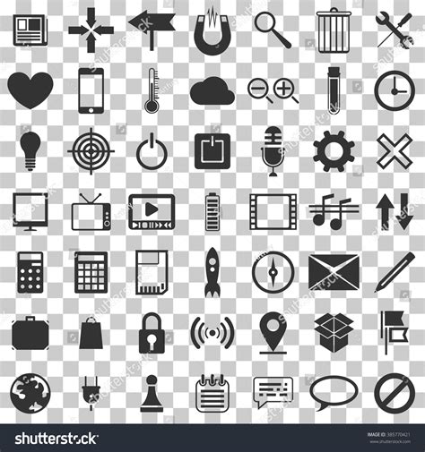 Set Black Technology Icons On Transparent Stock Vector (Royalty Free ...