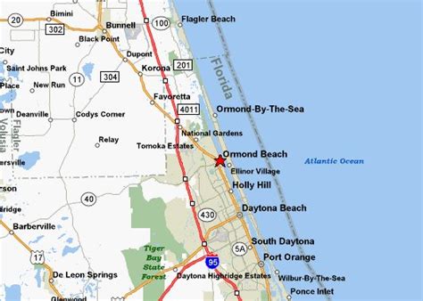 Map of Ormond Beach and surrounding locations. | Daytona beach, Ormond ...