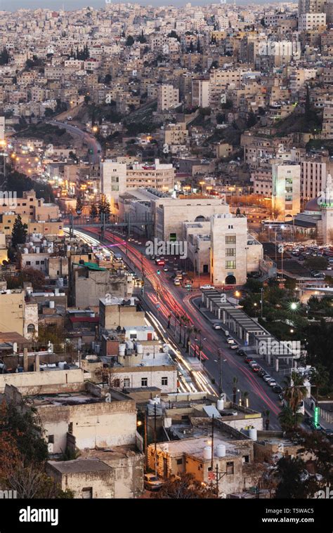 Cityscape of Amman capital city in Jordan, Middle East in evening Stock Photo - Alamy