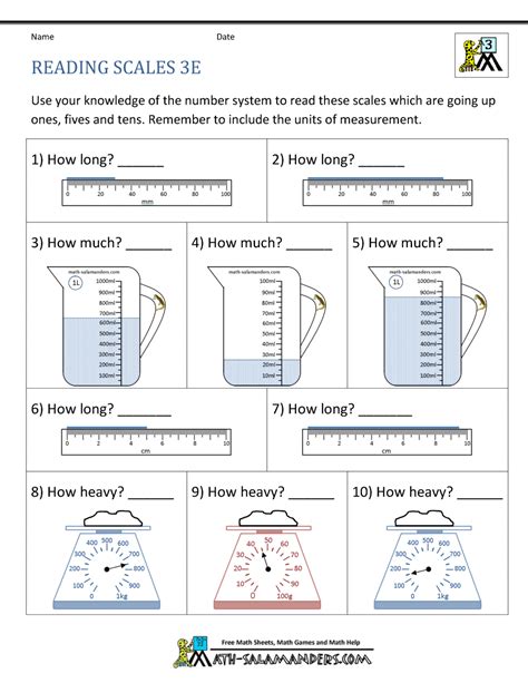 3rd Grade Measurement Worksheets