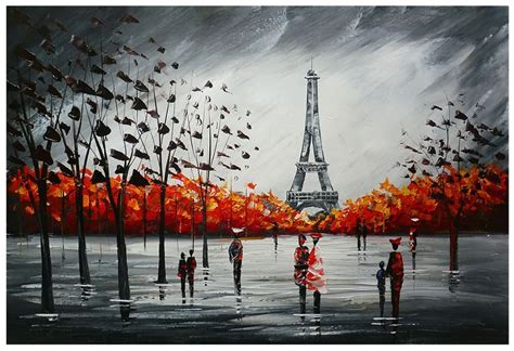 Modern Abstract PARIS CITYSCAPE EIFFEL TOWER Oil Painting Impressionist ...