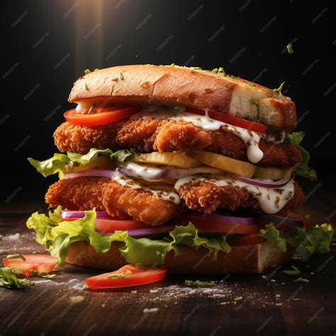 Premium AI Image | photo realistic beef schnitzel sandwich