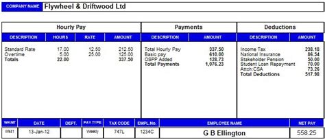 Uk Payslip Template Excel