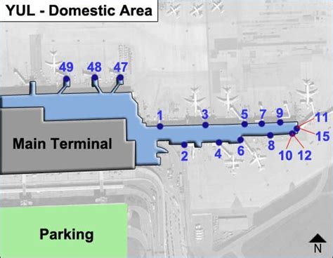 Montreal Trudeau Airport YUL Domestic Area Map