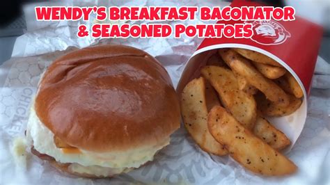 Wendy’s Breakfast Baconator & Seasoned Potatoes | Wendy’s Breakfast - YouTube