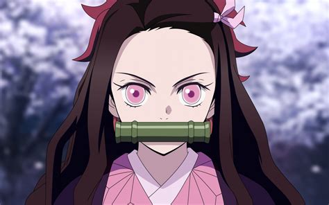 Download wallpaper 1280x800 angry kamado nezuko, pink eyes, anime girl, full hd, hdtv, fhd ...