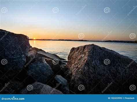 Seaside Sunset in Helsinki FInland. Stock Image - Image of seaside ...