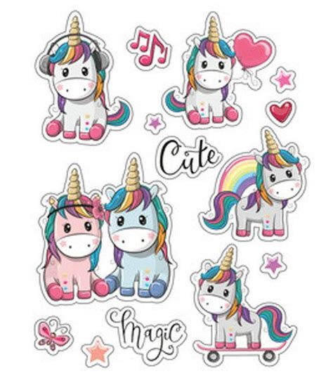 Cute Unicorn Stickers , Kids , Magical , Crafts , Scrapbooking , Reward , Rainbow , Pink , Blue ...