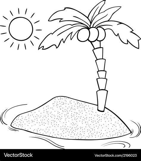 Desert island cartoon coloring page Royalty Free Vector