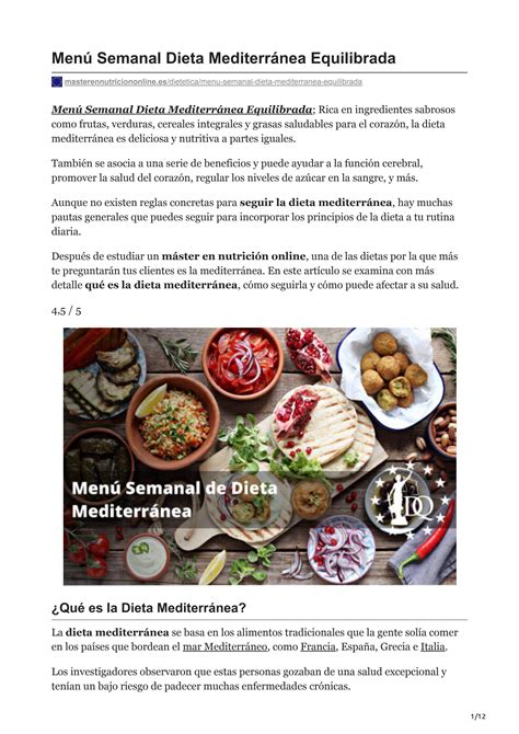 Menú Semanal Dieta Mediterránea Equilibrada by Doctrina Qualitas - Issuu