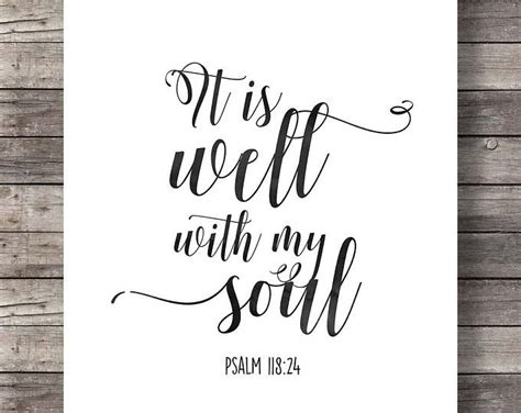 Bible verse Printable art It is well with my soul | Watercolor Psalms print | black ink ...