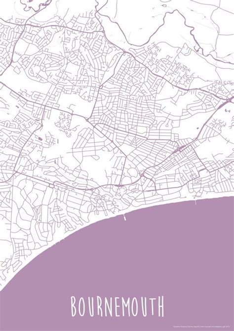 Bournemouth Town England Art Map Roads Print - Your Places | Map art, City map art, City maps