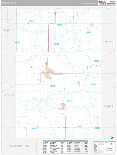 Gage County, NE Wall Map Premium Style by MarketMAPS