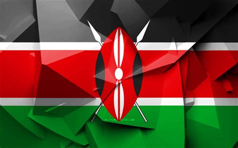 Download wallpapers 4k, Flag of Kenya, geometric art, African countries ...