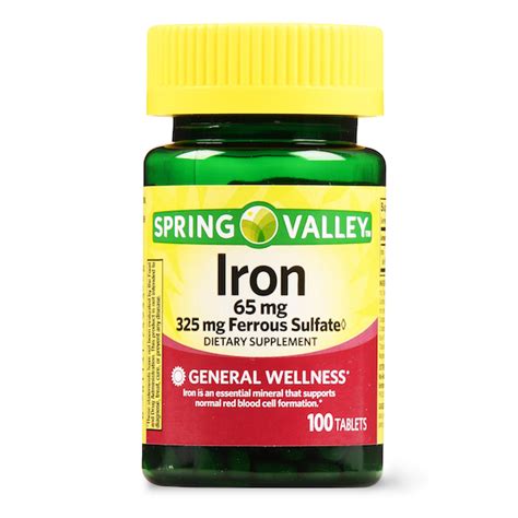 Spring Valley Iron Supplement Tablets, 65 mg, 100 Ct – Venezuela Market