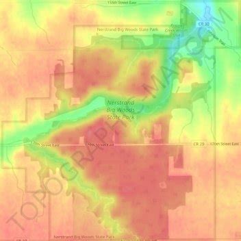 Nerstrand Big Woods State Park topographic map, elevation, terrain