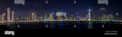 Panoramic view of Panama City Skyline at night - Panama City, Panama Stock Photo - Alamy