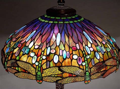 The 22" Dragonfly Tiffany laded glass lamp on a Bronze Junior floor base | Tiffany stained glass ...