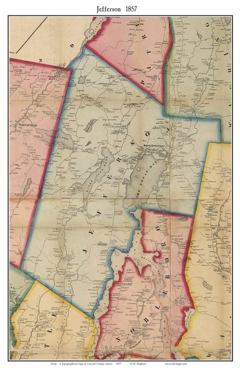 Jefferson, Maine 1857 Old Town Map Custom Print - Lincoln Co. - OLD MAPS