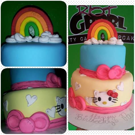 Hello kitty sketch art rainbow cake | Rainbow cake, Cake, Fondant cake