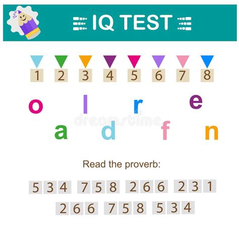 IQ Test. Intelligence Puzzle, Visual Intelligence. Read the Proverb. Vector Illustration. Stock ...