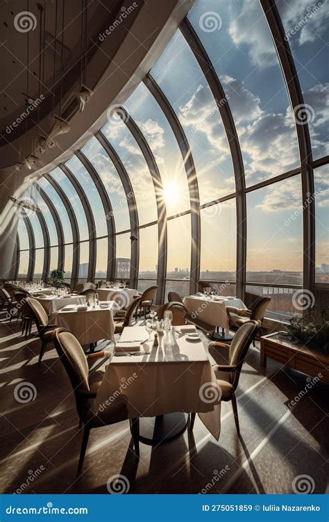 Restaurant with a Panoramic View of the Night City. AI Generated Stock ...