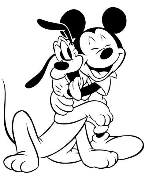 Mickey Mouse Hugging Pluto Dog Coloring Page | Mickey mouse coloring ...