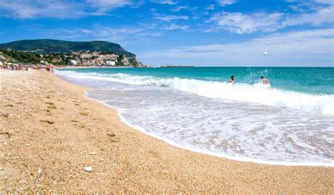 Beach of Numana, Marche Region - Ancona - Italy. Editorial Stock Photo - Image of blue, azure ...