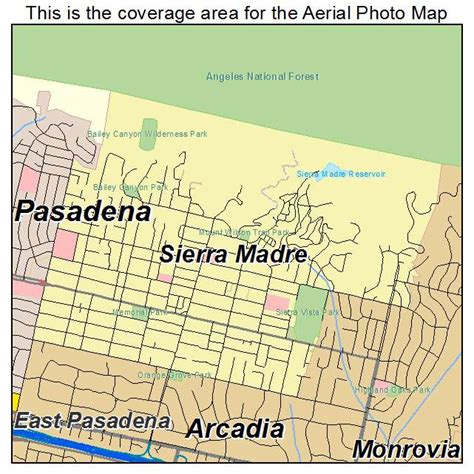 Aerial Photography Map of Sierra Madre, CA California