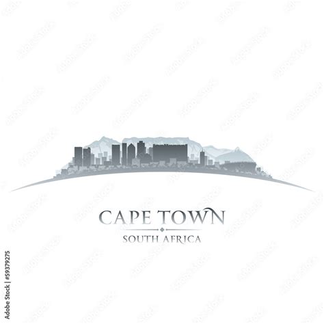 Cape Town South Africa city skyline silhouette white background Stock ...