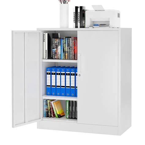 Mlezan Small Metal Cabinet with 2 Doors 31.5 in. W x 35.4 in. H x 15.7 ...