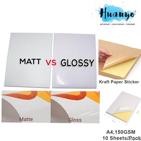 (Simili Matte / Glossy / Brown Kraft) A4 Easy Peeling Printable White Sticker Paper 150gsm For ...