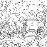 Backyard view coloring Page Secret Garden Bundle  sketch template