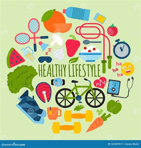 Healthy Lifestyle Concept Round Pattern Vector Illustration. Poster ...