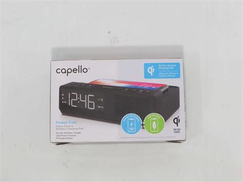 Capello Wireless Charge Alarm Clock Radio QI - Black (CR40) – BrickSeek