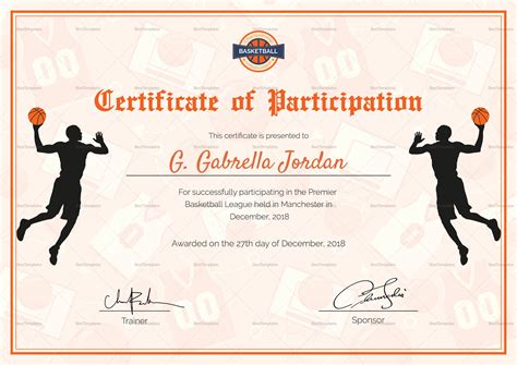 Sample Certificate Of Participation Template - Awesome Template Collections