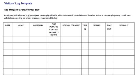 13 Free Sample Visitor Log Templates – Printable Samples