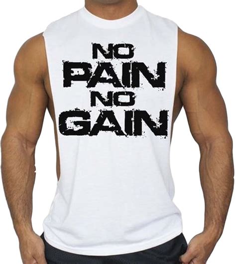 No Pain No Gain Workout T Shirt Bodybuilding Tank Top S 3 4721 | Jznovelty