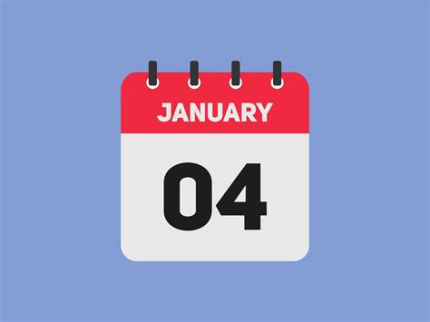 january 4 calendar reminder. 4th january daily calendar icon template. Calendar 4th january icon ...