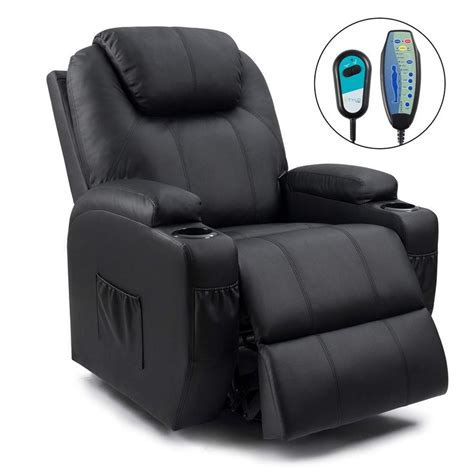 Lacoo Power Lift Recliner with Massage and Heat, Black Faux Leather - Walmart.com | Recliner ...