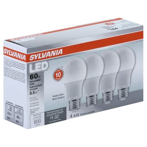 Sylvania Light Bulbs, LED, Bright White, 8.5 Watts (4 each) - Instacart