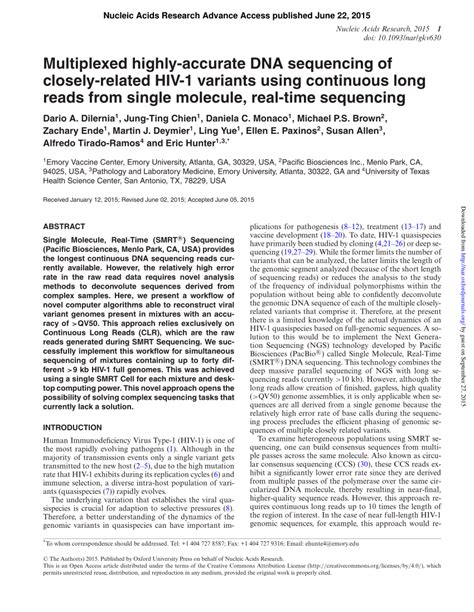 (PDF) Multiplexed highly-accurate DNA sequencing of closely-related HIV ...