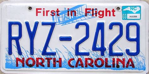 NORTH CAROLINA License Plate FIRST IN FLIGHT (RANDOM PLATE#) | eBay