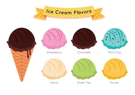 Premium Vector | Ice cream color flavors scoops