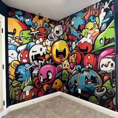 Graffiti Style Wallpaper Room for Boys & Girls, Peel and Stick Graffiti ...