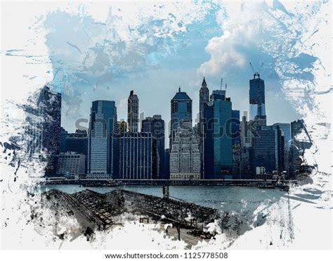 Nyc Skyline Watercolor: Over 38 Royalty-Free Licensable Stock Photos ...