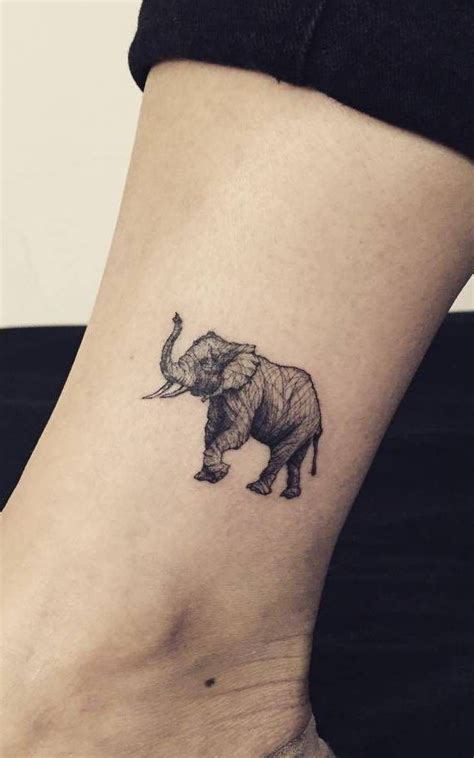 Beautiful Elephant Trunk Up Silhouette Tattoo on Leg - Silhouette Elephant Tattoos - Elephant ...