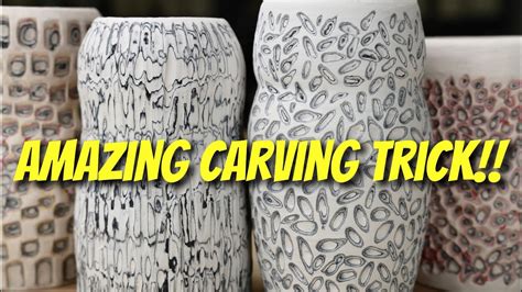 Carving Ideas for Pottery - AMAZING CARVING experiment with Underglaze and Slip! - YouTube