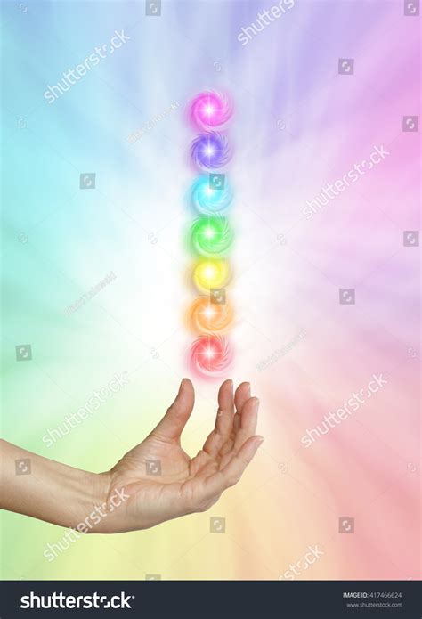 Seven Spinning Chakras On Rainbow Colored Stock Photo 417466624 ...